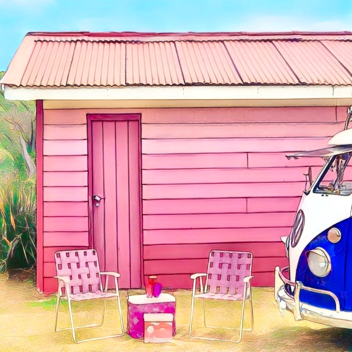 Pink Boatshed - Print