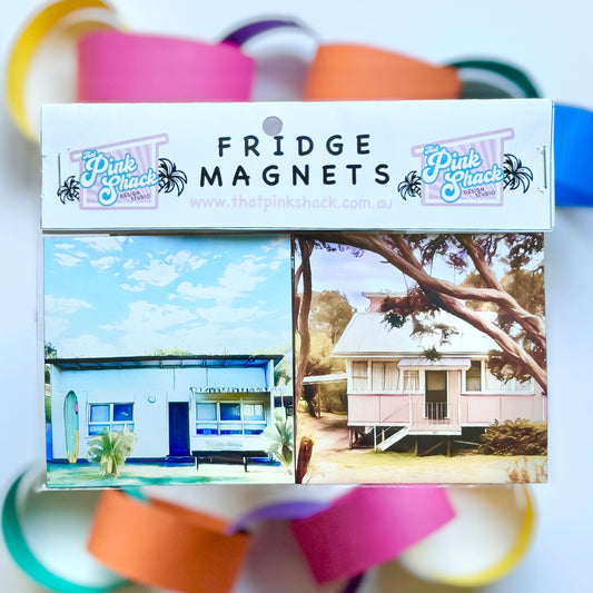 Fridge Magnet Twin Set - Surf Shack/Pretty in Pink Shack