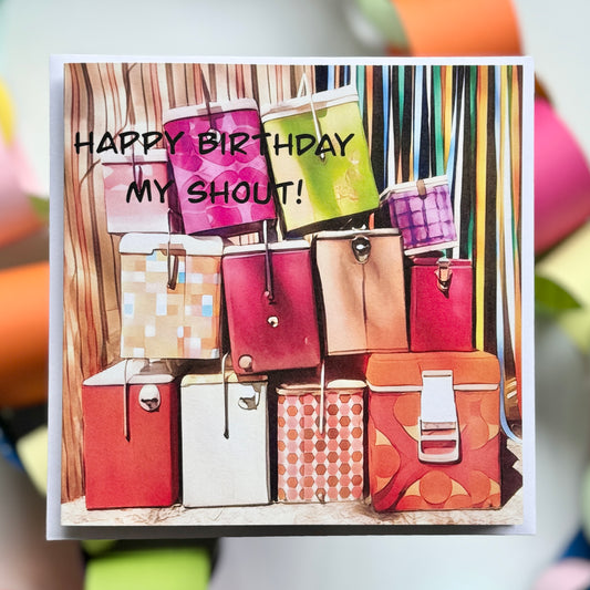 Stack of vintage retro eskies esky Happy Birthday My Shout Greeting Card with envelope