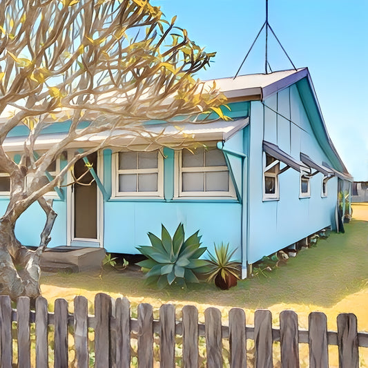 A print of the coolest beach surf shack in Lennox head